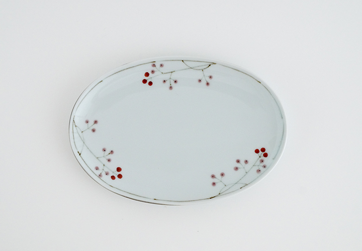 波佐見焼 陶房青 窯元 ケーキ皿に使いたい 木の実楕円皿【陶房青 AO SHOP】