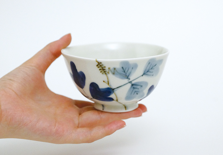 波佐見焼 陶房青 窯元 シダ紋 波渕茶碗（小）【陶房青 AO SHOP】