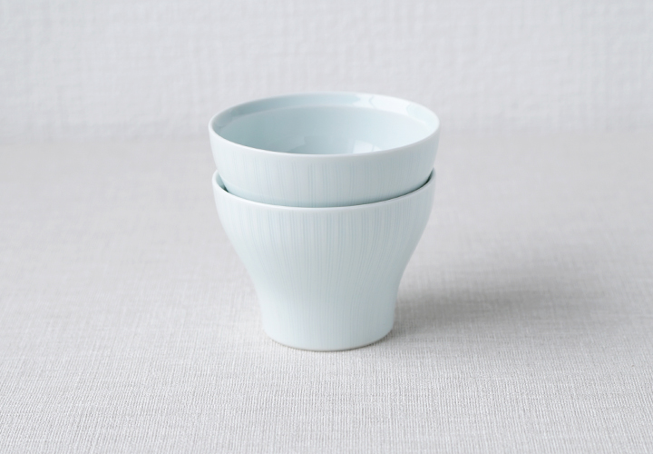 波佐見焼 陶房青 窯元 青白磁線彫 ペア新仙茶（大）［ラッピング