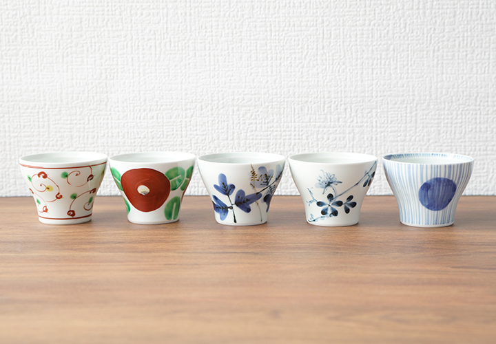 波佐見焼　陶房　青　反湯呑　新仙茶　フリーカップ　5柄揃　新品未使用 波佐見焼 陶房 青 反湯呑 新仙茶 フリーカップ 5柄揃 新品未使用